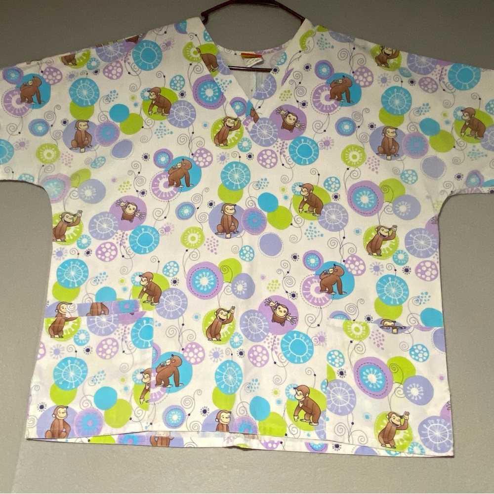 Colorful Curious George Monkey Print Women's Tunic Top